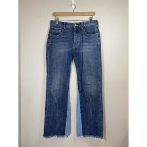 Anthropologie Pilcro Jeans Womens Size 27 Two Toned Denim Crop‎ Flare Leg Boho